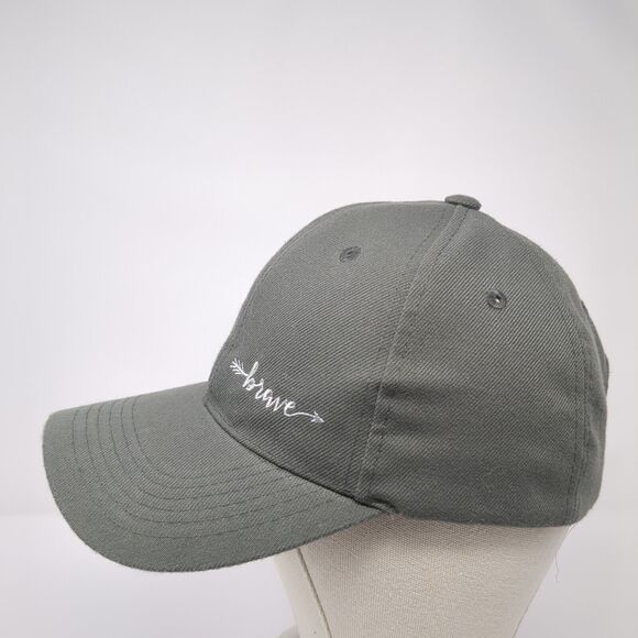 Brave Strapback Hat Gray One Size Adjustable Embroidered 6 Panel Polyester - Picture 3 of 9